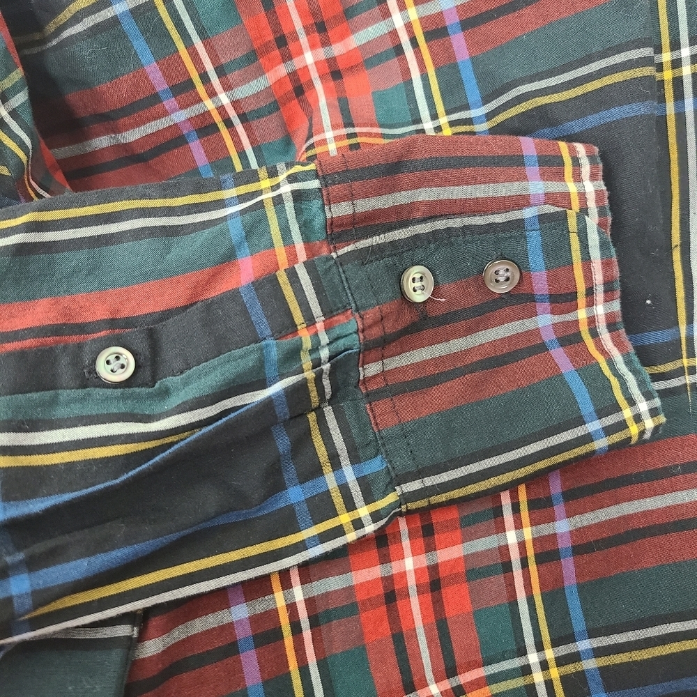 J. Crew Perfect Red Green Plaid Long Sleeve Top Size 4 - Picture 8 of 8